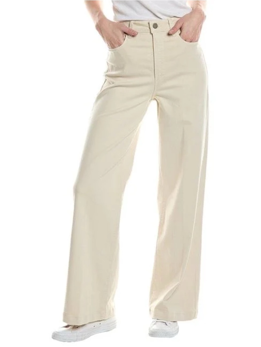 Paige Genesee Neutral Wide Leg Jean in Natural